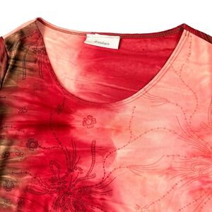 Vintage Y2K Dressbarn Top Womens S Ombre Floral Graphic 3/4 Sleeve Everyday Wear
